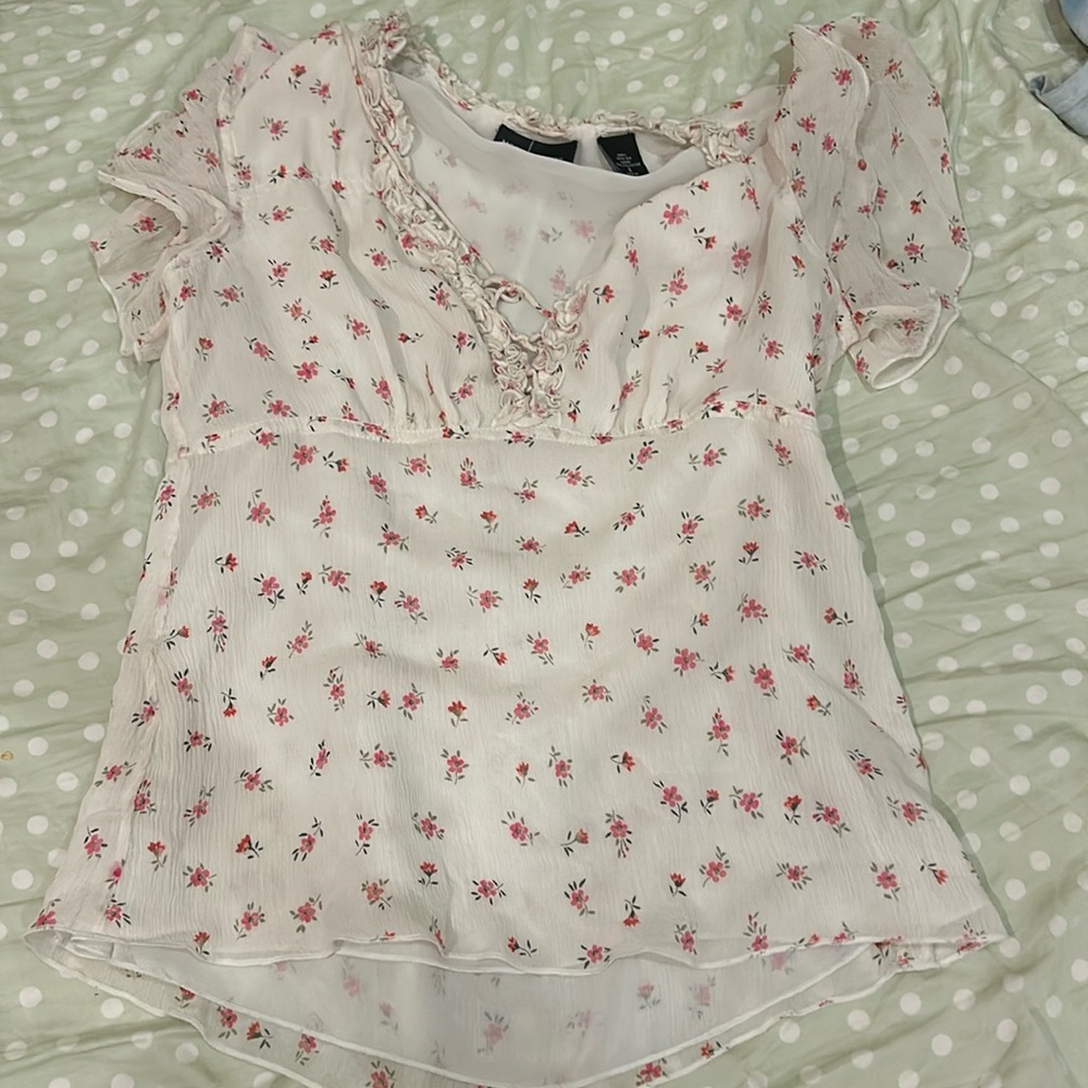 coquette empire silk lining floral top